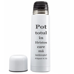 Termos alb inox, Pot totul in Hristos